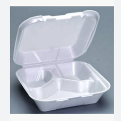 Container 3 compartment foam 150ct White  8.4×8.2×3