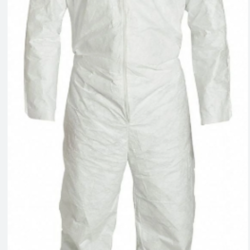 Hooded Coverall,Elastic,White,L,PK6 DuPont